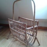 Rattan magazine rack 60s 70s
