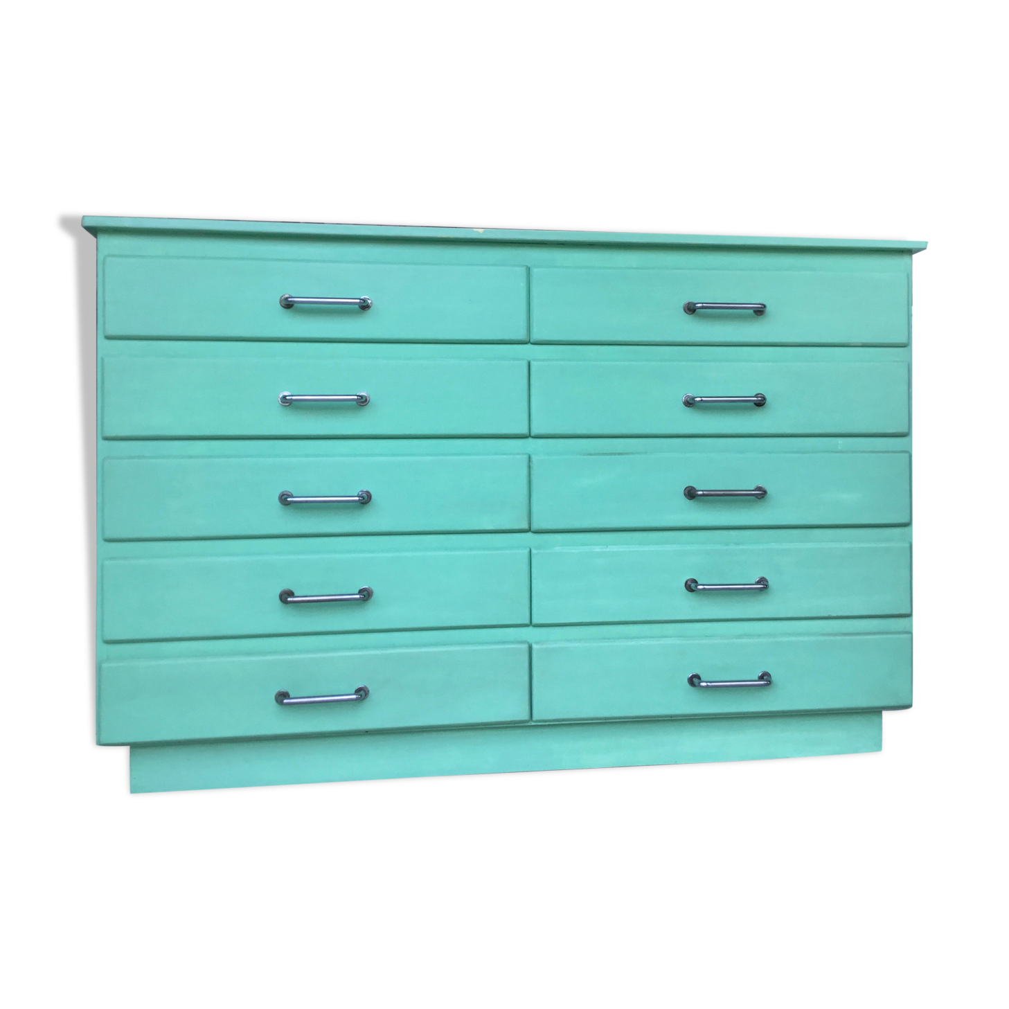Water green loom cabinet with 10 drawers - 1960