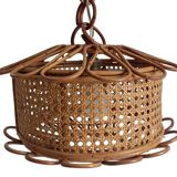 Handcrafted Bamboo and Rattan Pendant Lamp, Spanish Modernist, 1960s