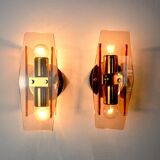 Pair of Veca wall lamps in Murano Glass Italy 1970