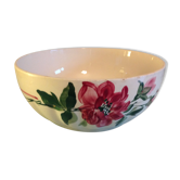 Round salad bowl with Pierrefonds decoration from the Sarreguemines earthenware factory / vintage 50s-60s