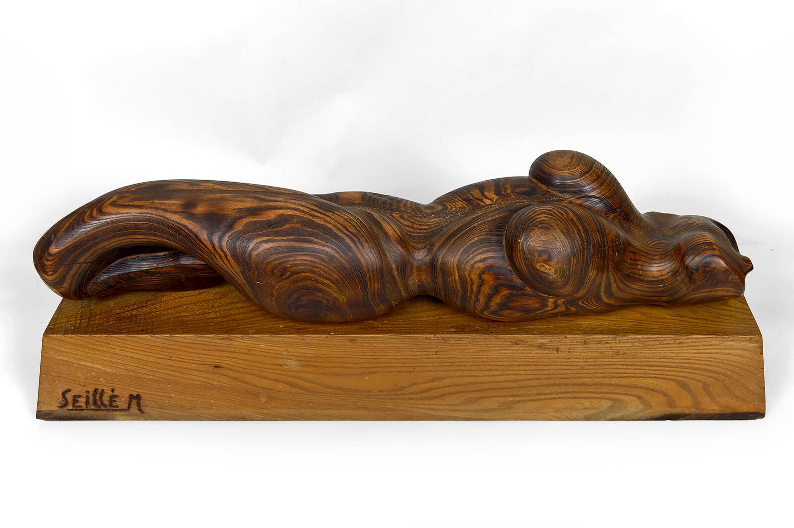 Important Sculpture of a Woman's Body, Cedar and Oak, Brutalism, 1970