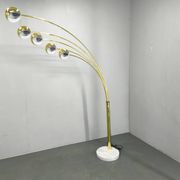 Danish Arc Floor Lamp by Bilka Brass Marble, 1970s