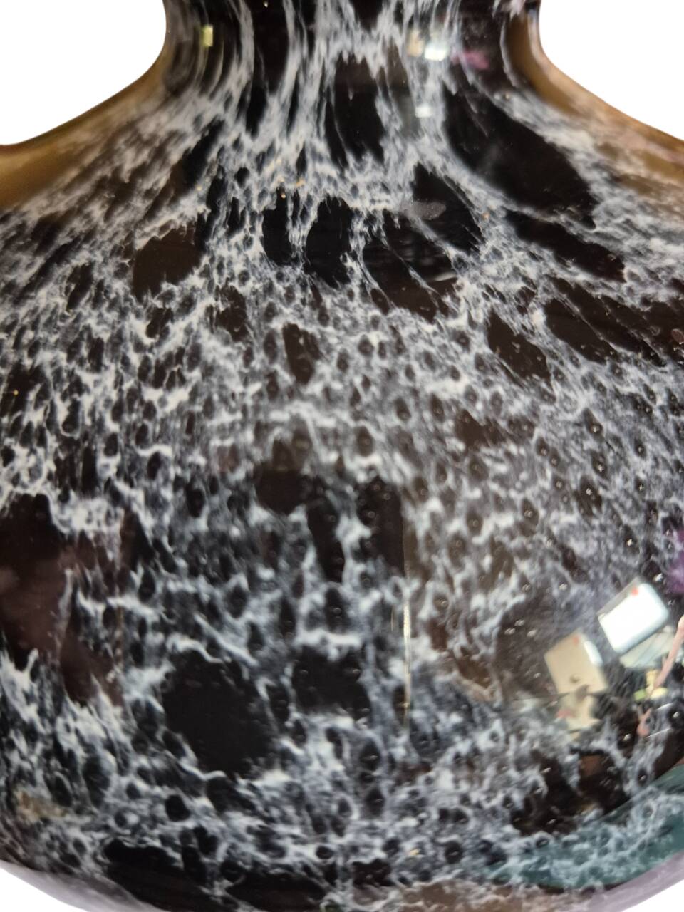 La Rochére marbled black and white ball vase, 20th century
