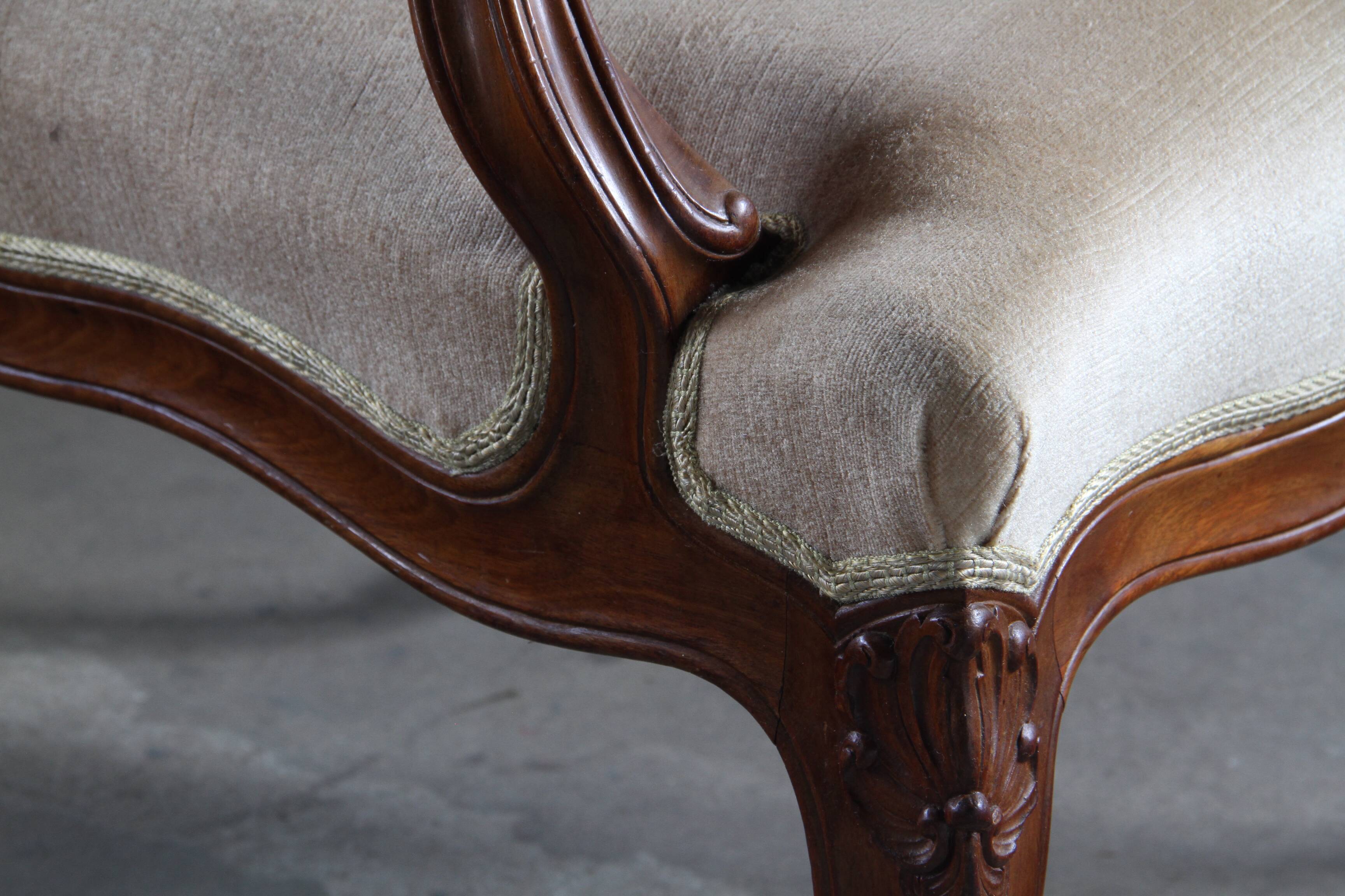 Pair of Vintage Danish Antique 18th century Lounge Chair, style of Louis XV