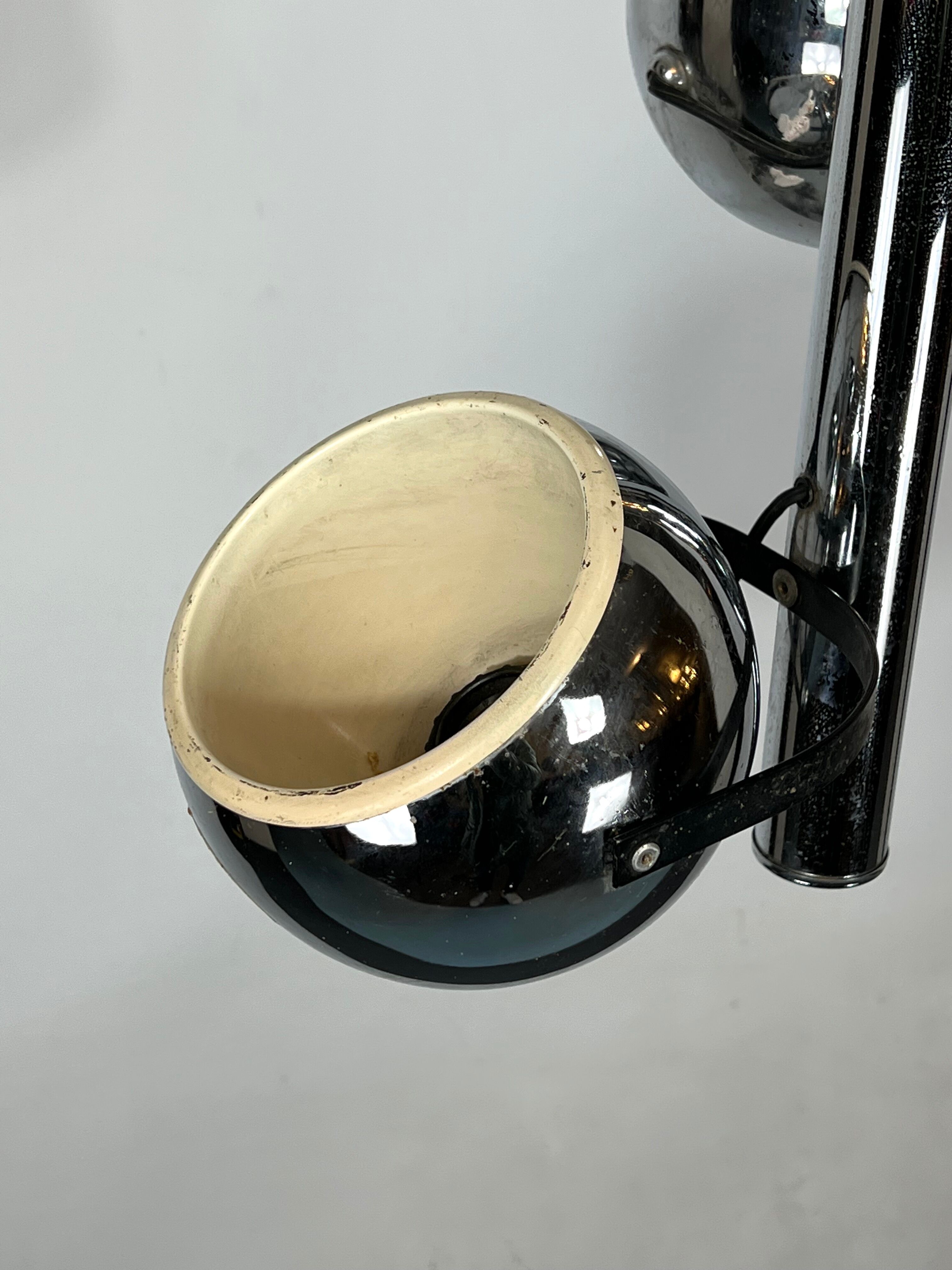 Goffredo Reggiani, three lights chrome chandelier from 70s