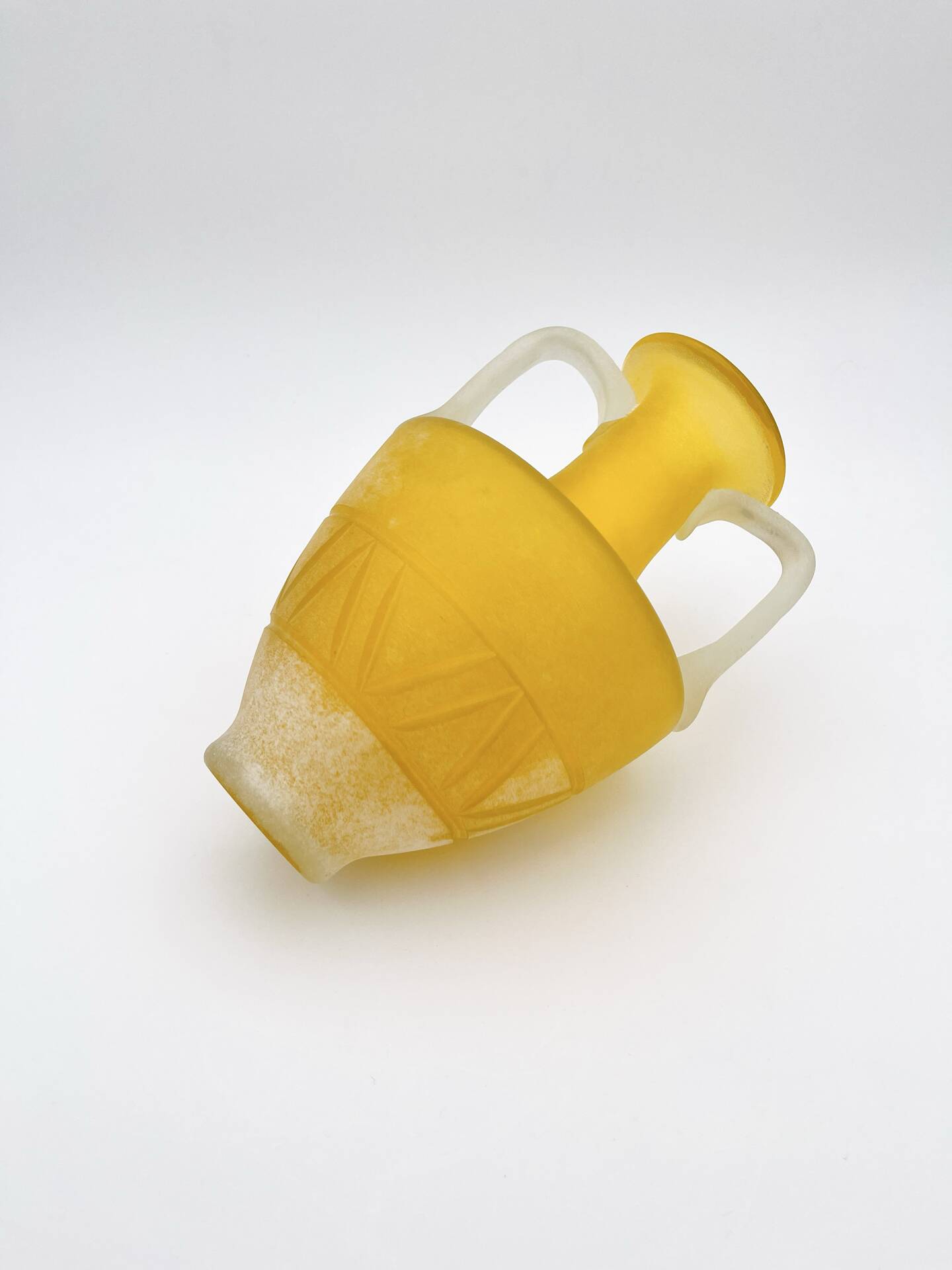 Vase Amphore Murano Scavo Jaune Safran Taillé  Cenedese