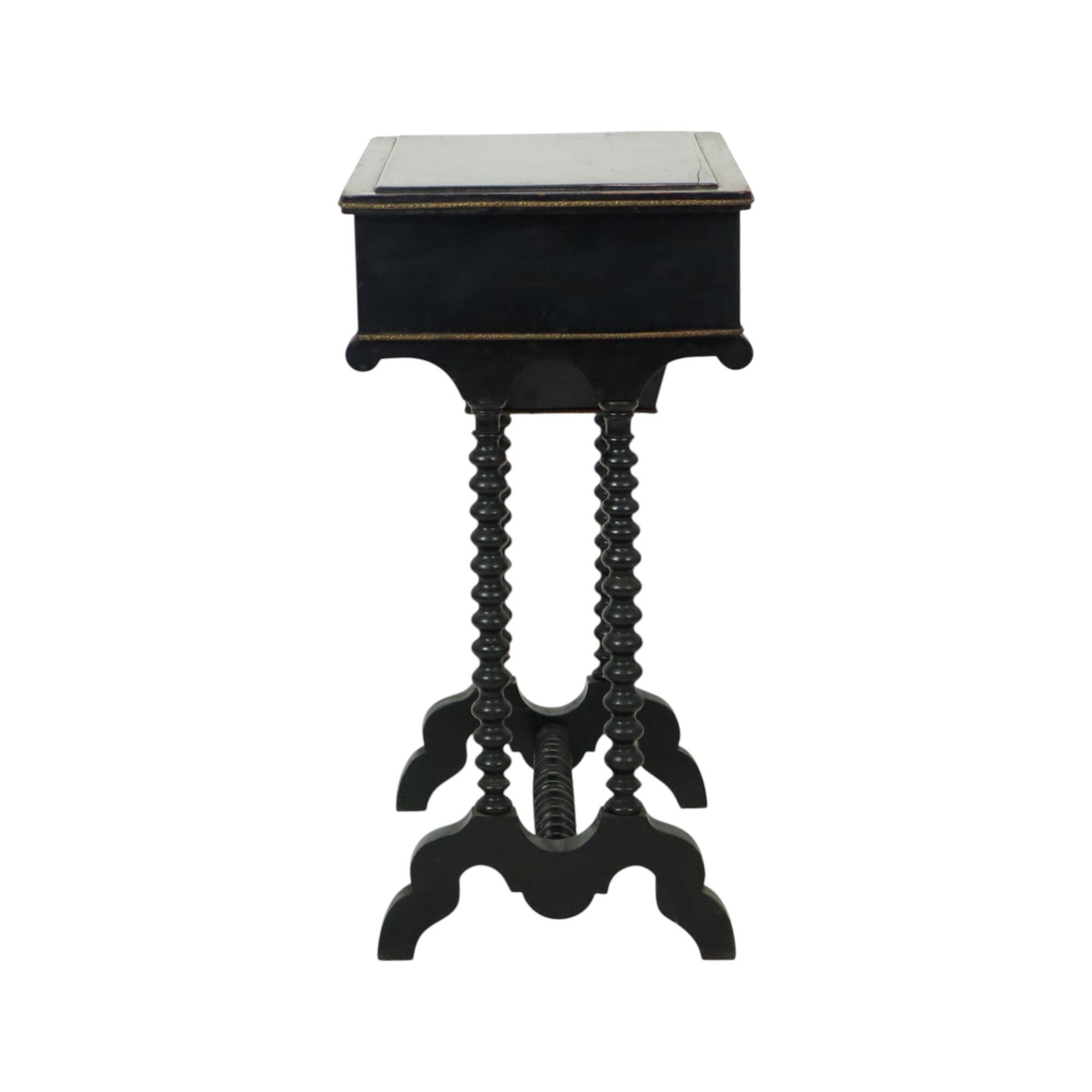 Black Lacquered Antique Sewing Table Side Table Mahogany 19th Century