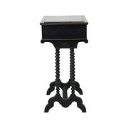 Table de couture antique laquée noire, table d'appoint en acajou, 19e siècle.