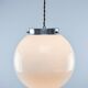 Mid-Century Opaline & Metal Sphere Pendant Lamp