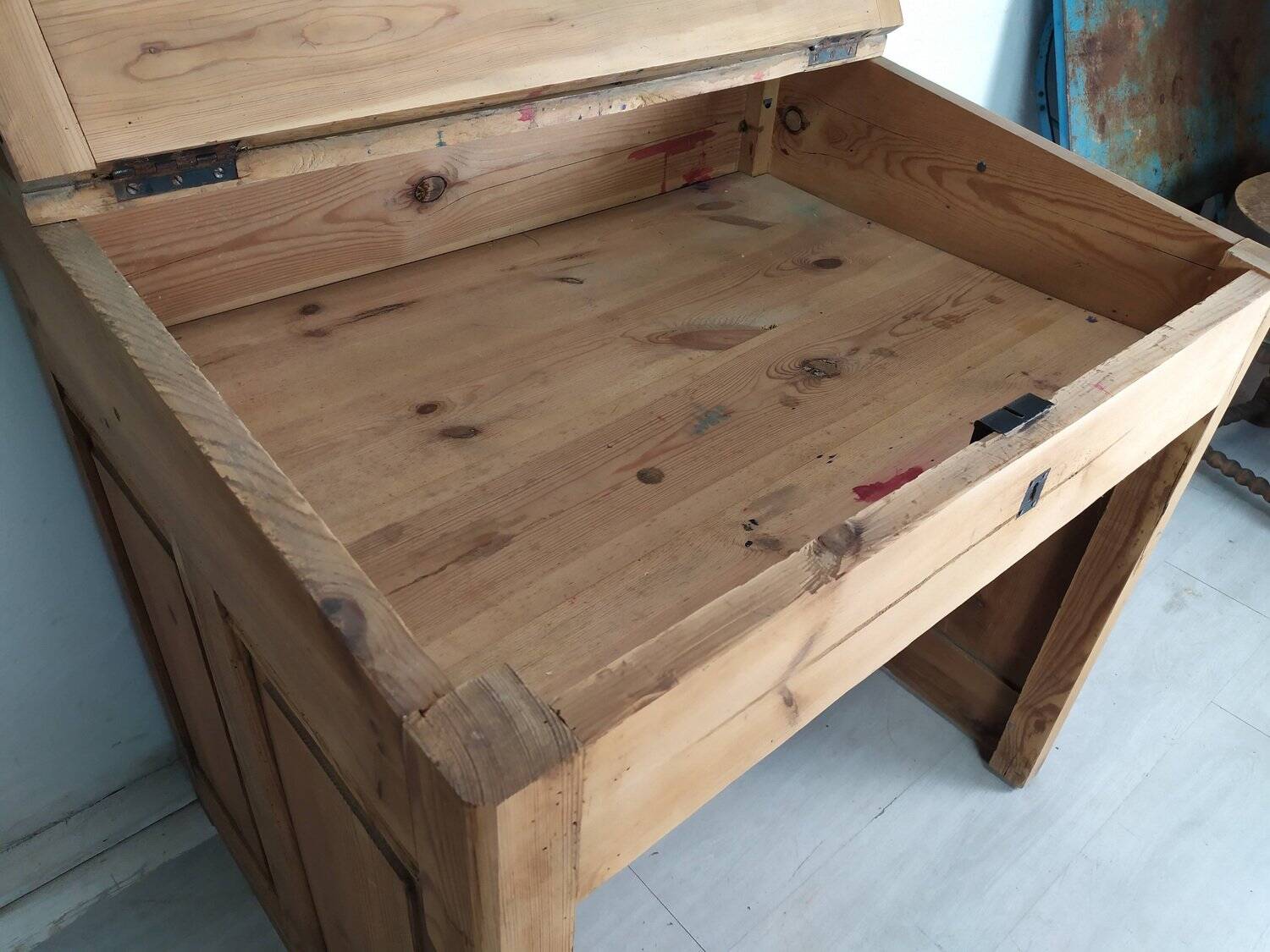 Striped pine office counter