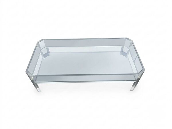 Table Basse Design Marc Micoud Plexiglas/Lucite et Verre - 1980
