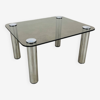Chrome and smoked glass side table from the 70s