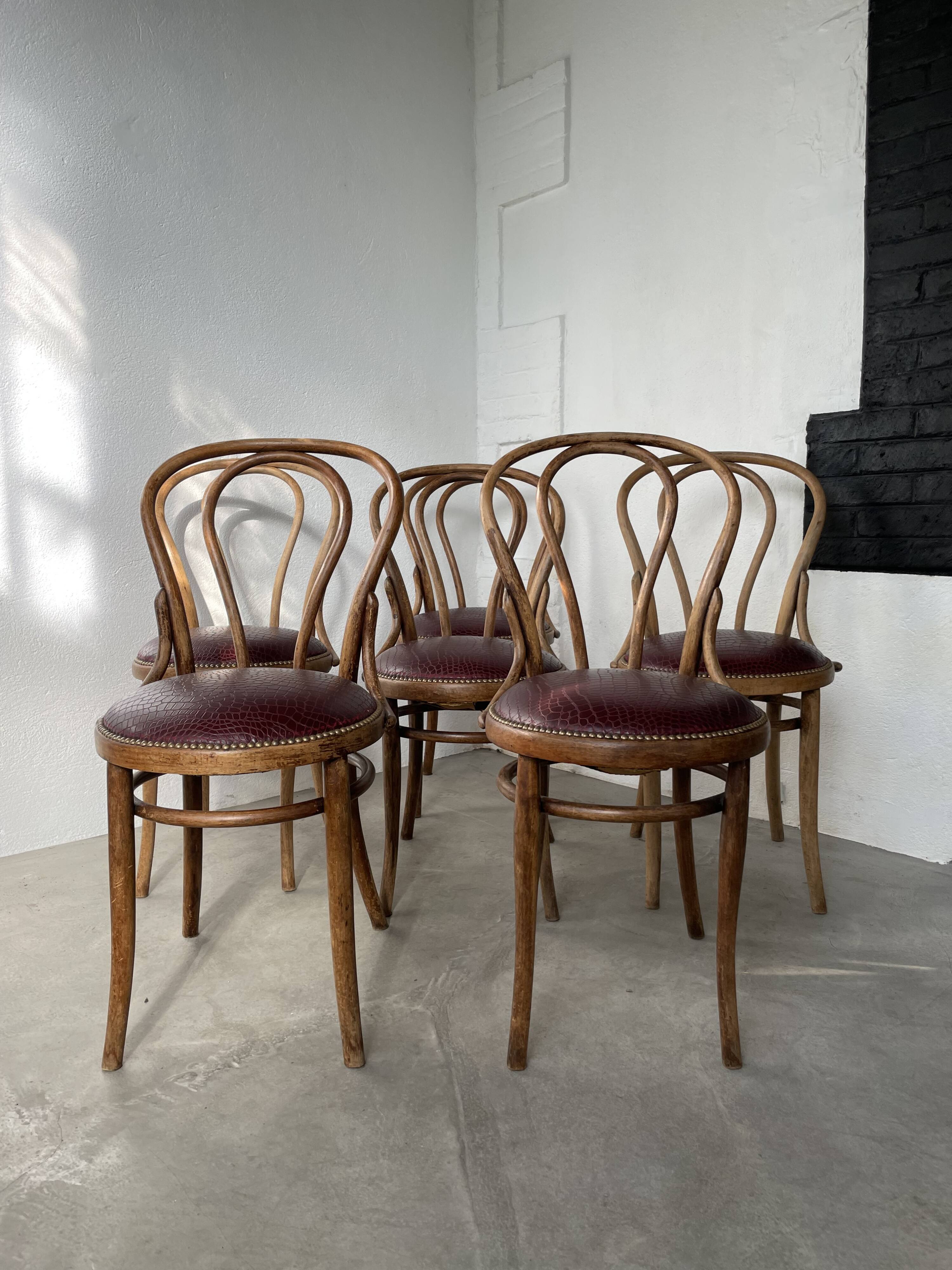 Lot of 6 Josef Kohn curved wood bistro chairs