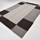 8x10 Contemporary Gray Black Vintage Kilim Rug, 225x325Cm