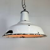 Industrial British White Enamel Factory Pendant Lamp from Benjamin, 1960s