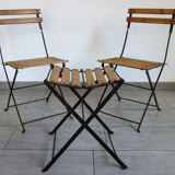 Vintage folding chairs and stool set