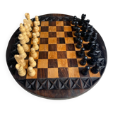 Carved wooden chess set