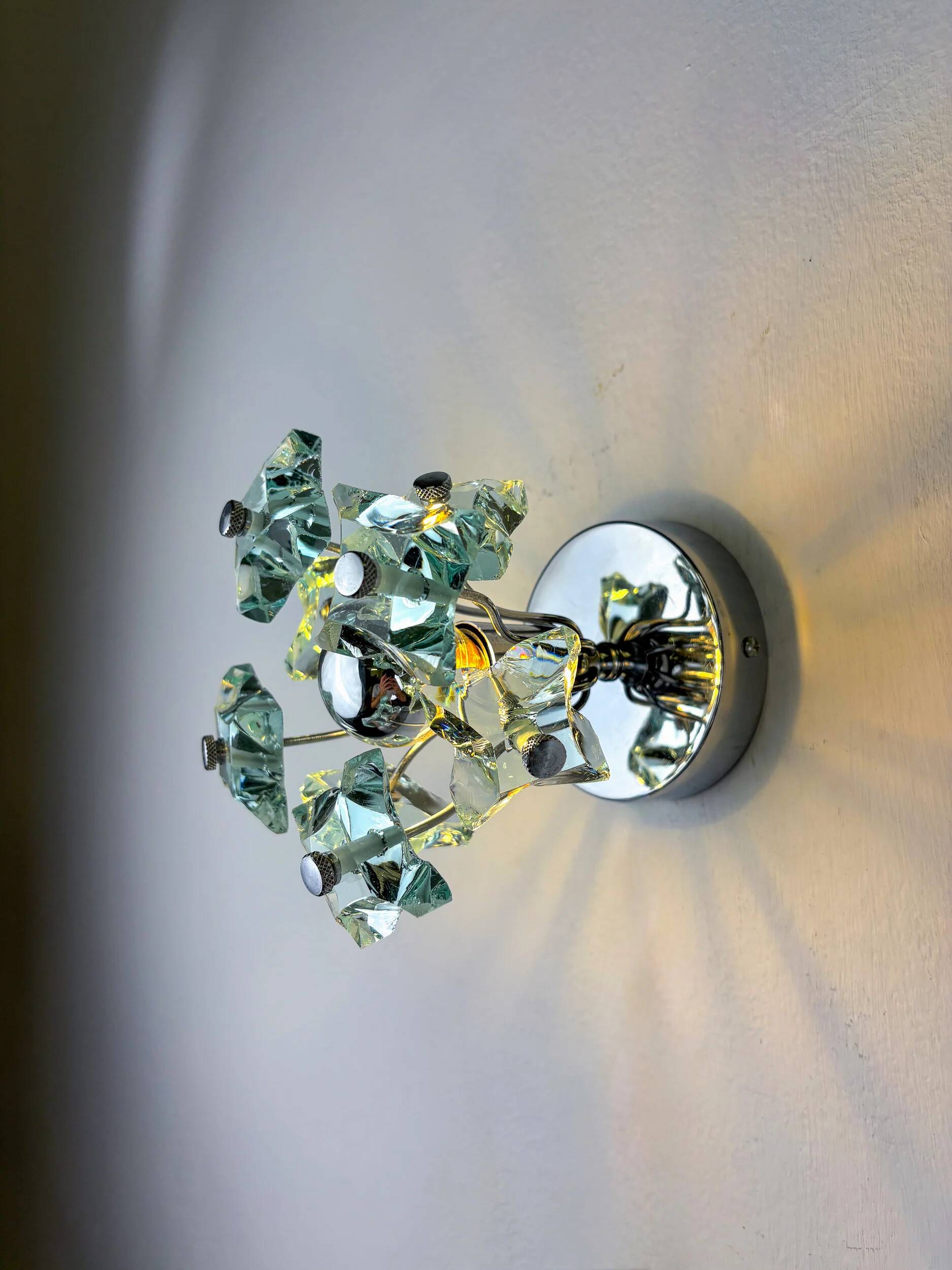 Applique murale Sputnik Zero Quattro de Fontana Arte – Verre taillé de Murano, Italie années 1970