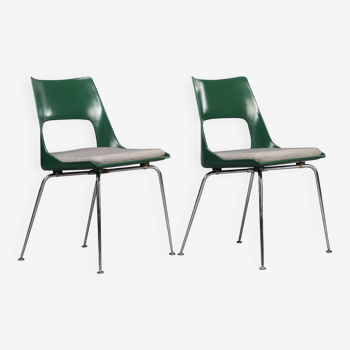 2 green chairs by Kai Korbing for Fibrex Denmark, 1950s