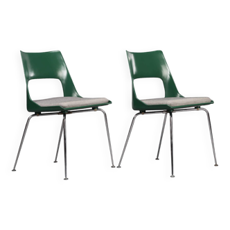 2 green chairs by Kai Korbing for Fibrex Denmark, 1950s