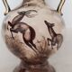 Vase vintage en faïence de H Bequet, Décor de cerf