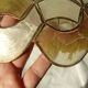 Pair of mother-of-pearl and brass lampshades