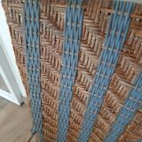 Vintage set of 2 garden woven rattan chairs - sky blue nets - 40