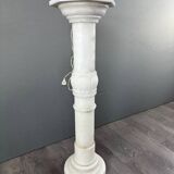Carved White Marble Column, Mid-20th Century