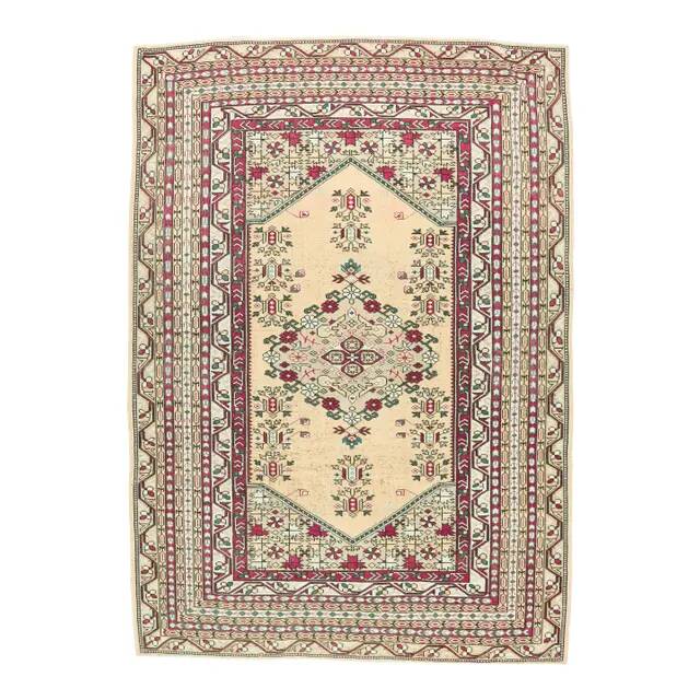 Turkish Vintage Handmade Wool Rug 150x211