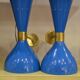 Pair diabolo blue Italian design brass