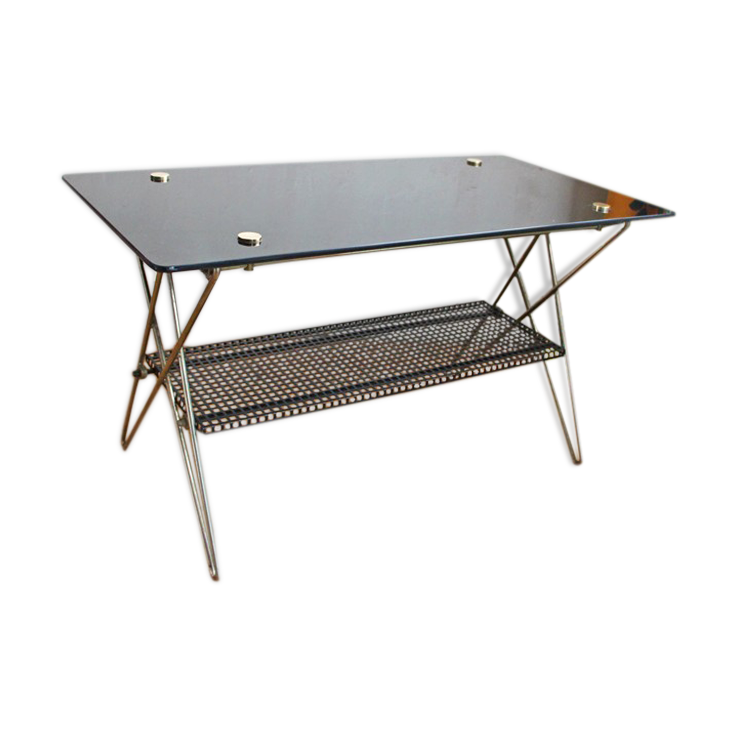 Glass and brass coffee table