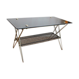 Glass and brass coffee table