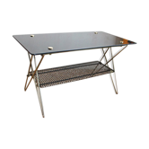 Table basse en verre et laiton