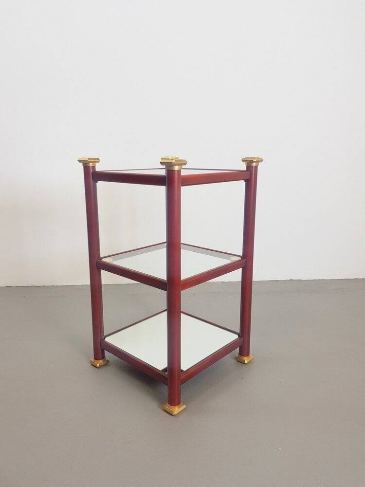 Table d'appoint Régence en laiton et verre miroir, années 1970