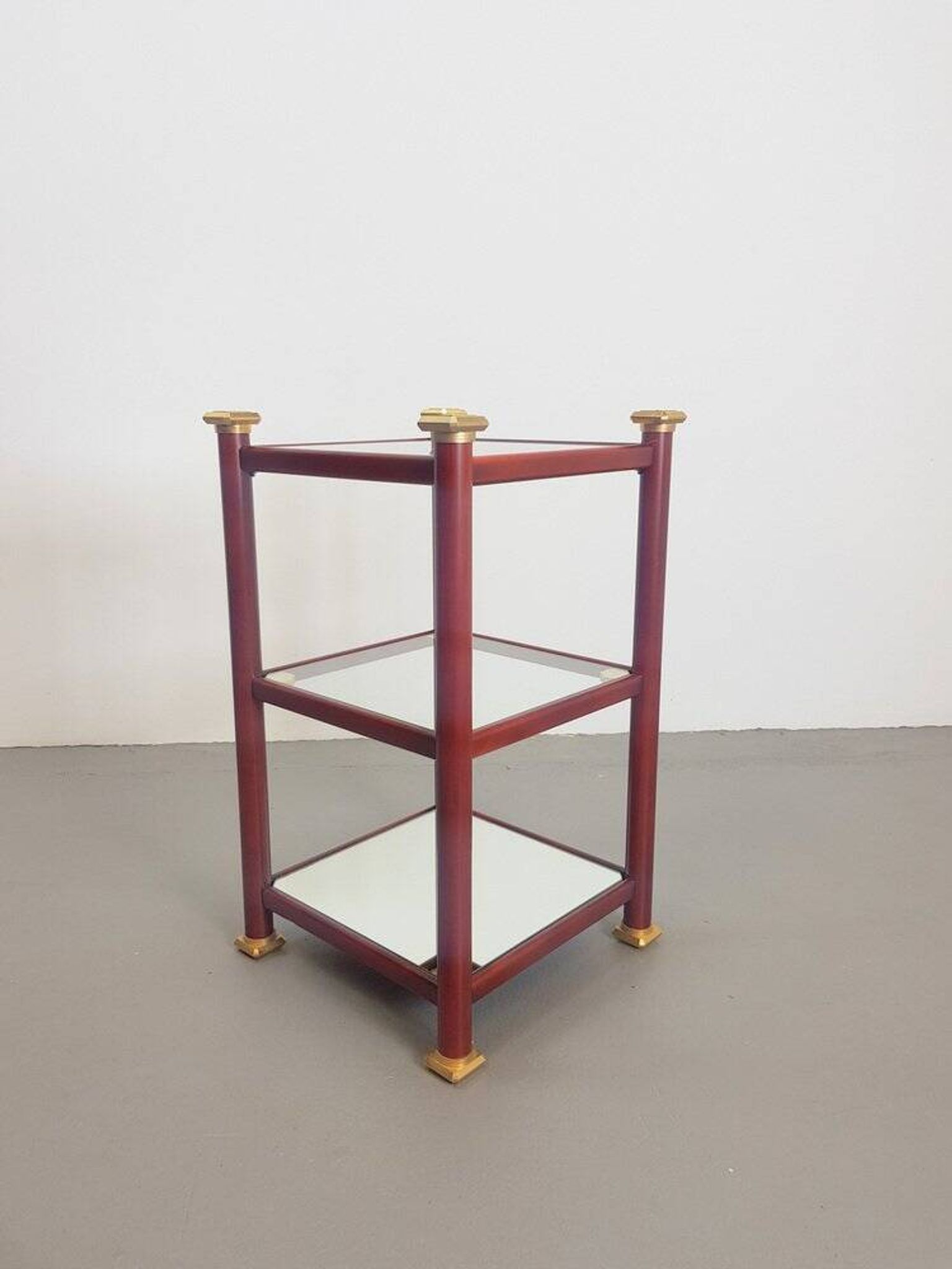Regency Side Table in Brass and Mirror Glass, 1970s