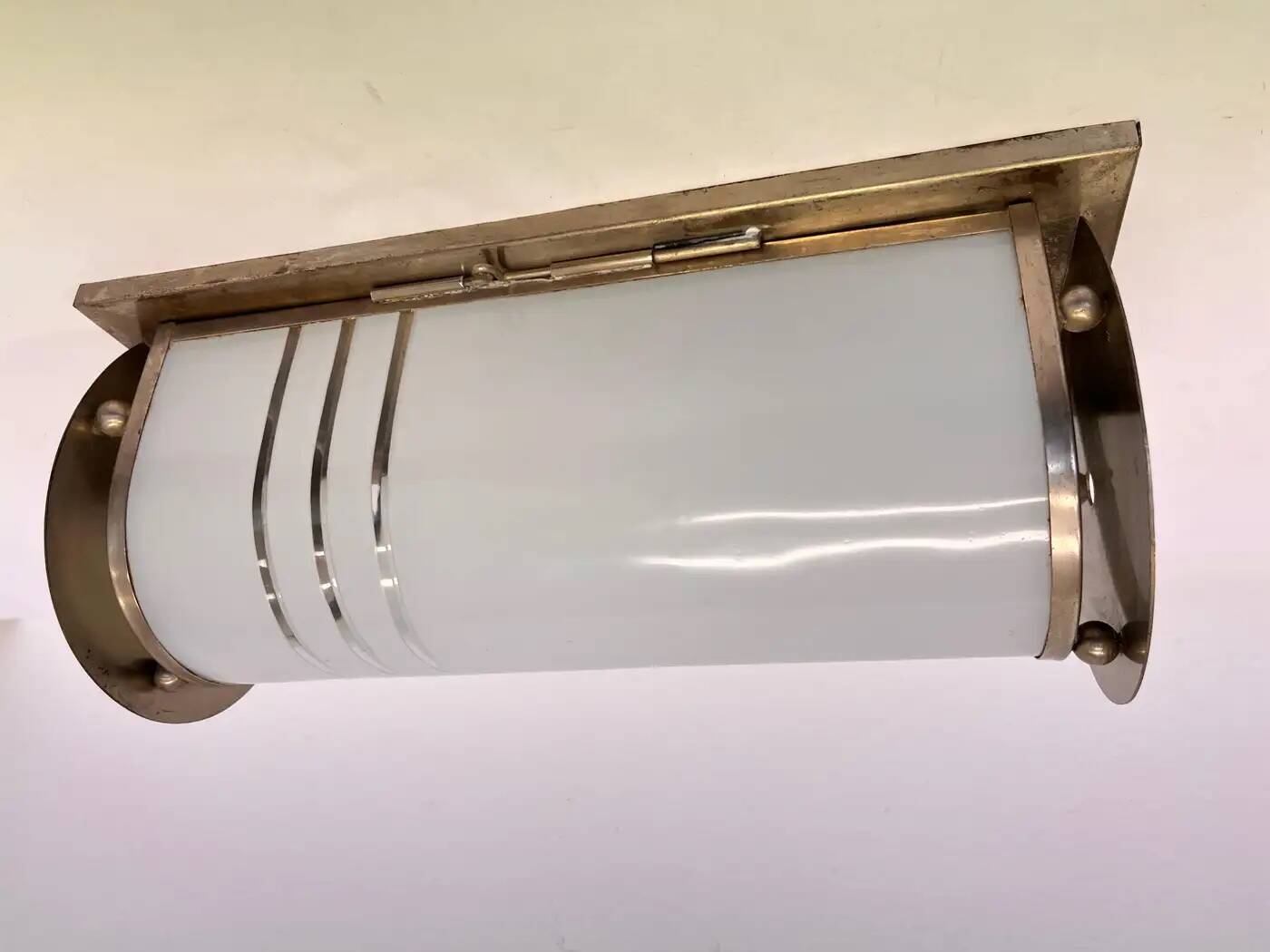 XL chrome design Bauhaus wall and glass lamp 1930s - Czechoslovakia