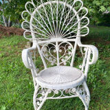 1960s peacock rattan armchair