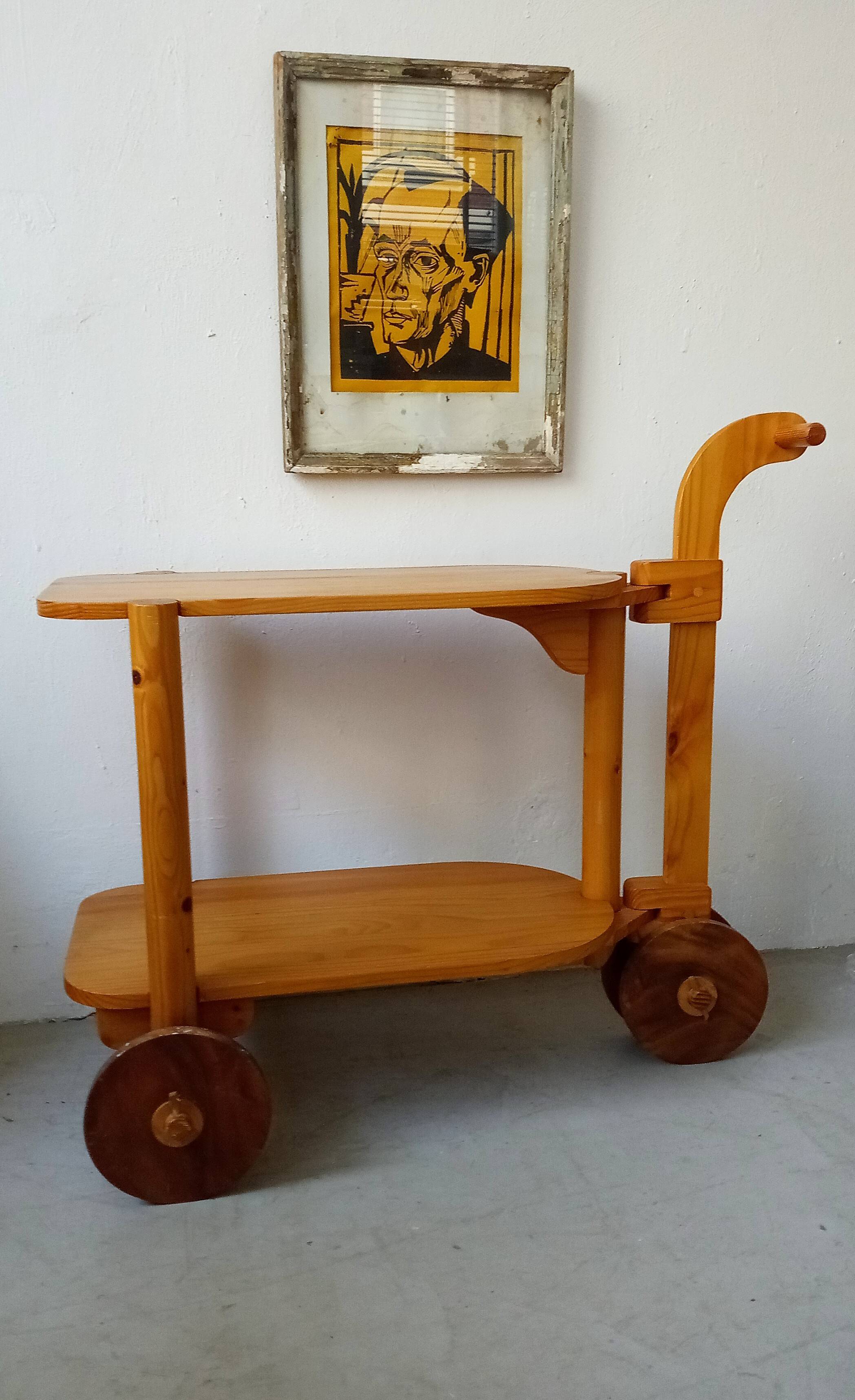 Swedish bar cart in pine from the 70s