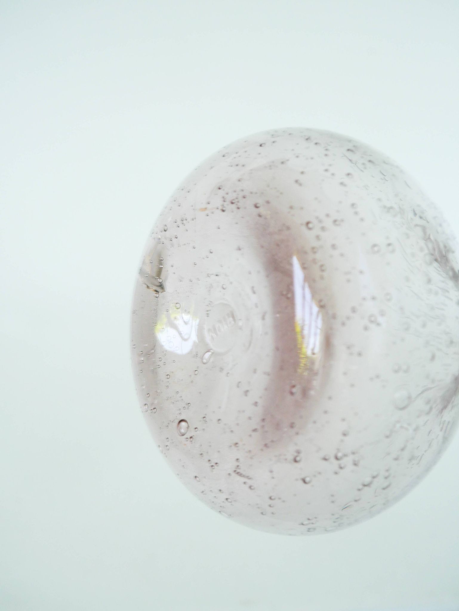 Large pink bubbled glass vase, in the style of Biot, Signed, 1970