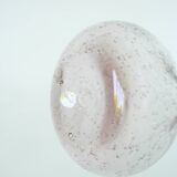 Large pink bubbled glass vase, in the style of Biot, Signed, 1970