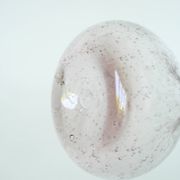 Large pink bubbled glass vase, in the style of Biot, Signed, 1970