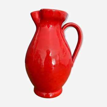 Pichet carafe en céramique émaillée rouge