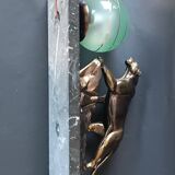 Panther desk lamp in spelter on a black and white marble base 1925