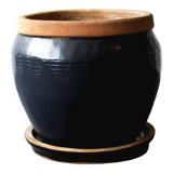 Planter in glazed terracotta, handmade, XXth.
