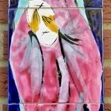 Virgin and Child - ceramic painting signed J.Ortega.