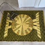 Grand tapis vert Mid Century Rya / moquette