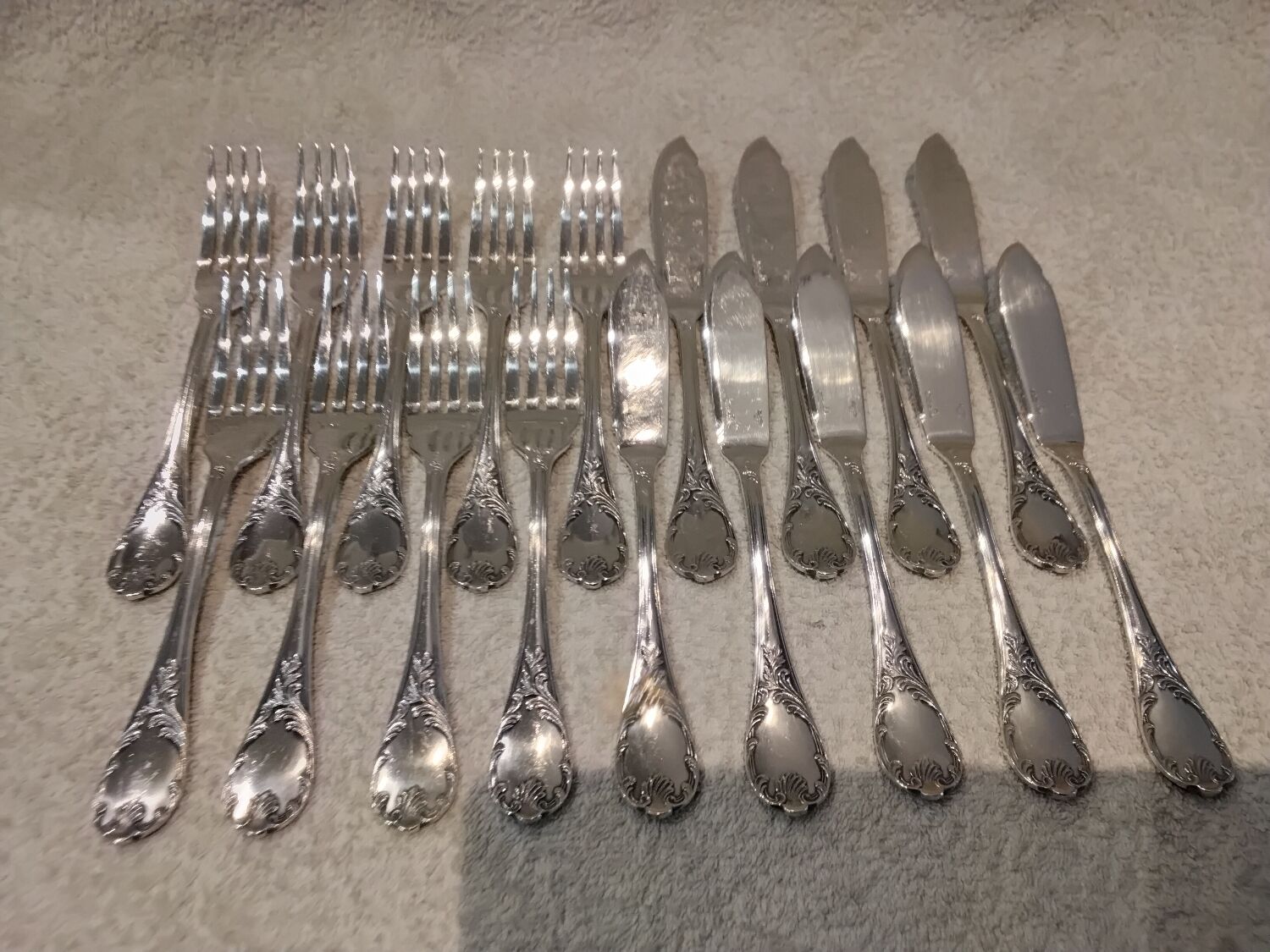 9 couverts à poisson 18p métal argenté orfèvre Christofle Marly