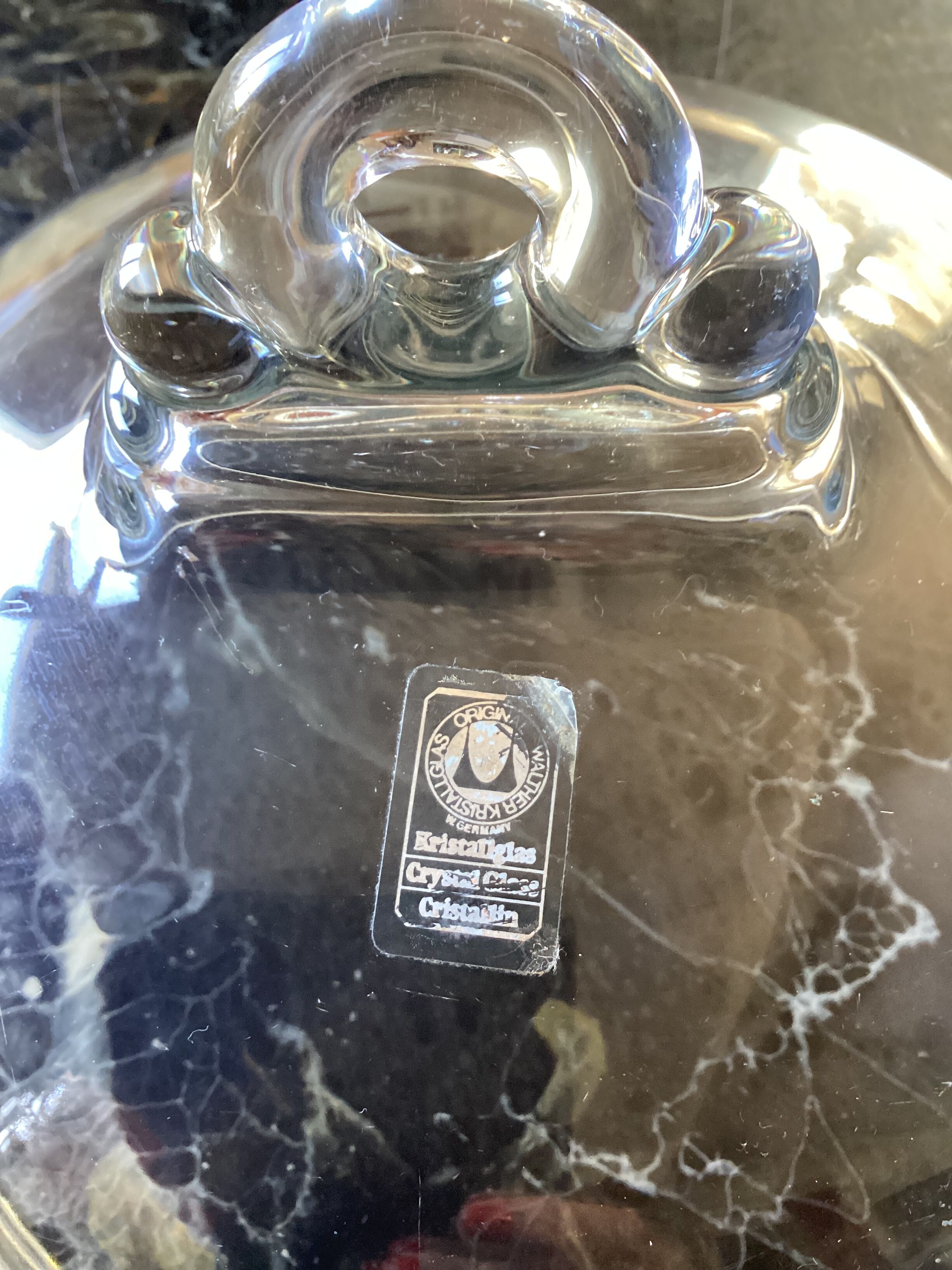 W.Germany crystal cheese cover on tray dimensions: height -15cm- diameter -22cm-
