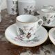 Vintage, coffee service, tea, Limoges, Flowers, cipher, 11 cups and under cups, teapot, 27 pieces